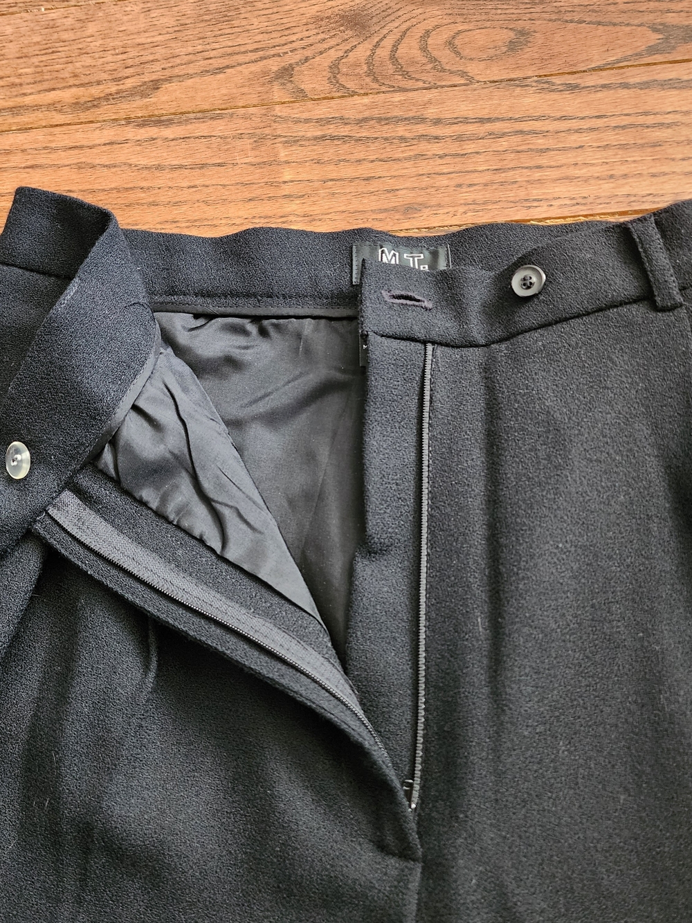 Vtg Morgan Taylor Studio Wool Trousers Corporate Goth Quiet Luxury Womens Sz 16 - Picture 10 of 12